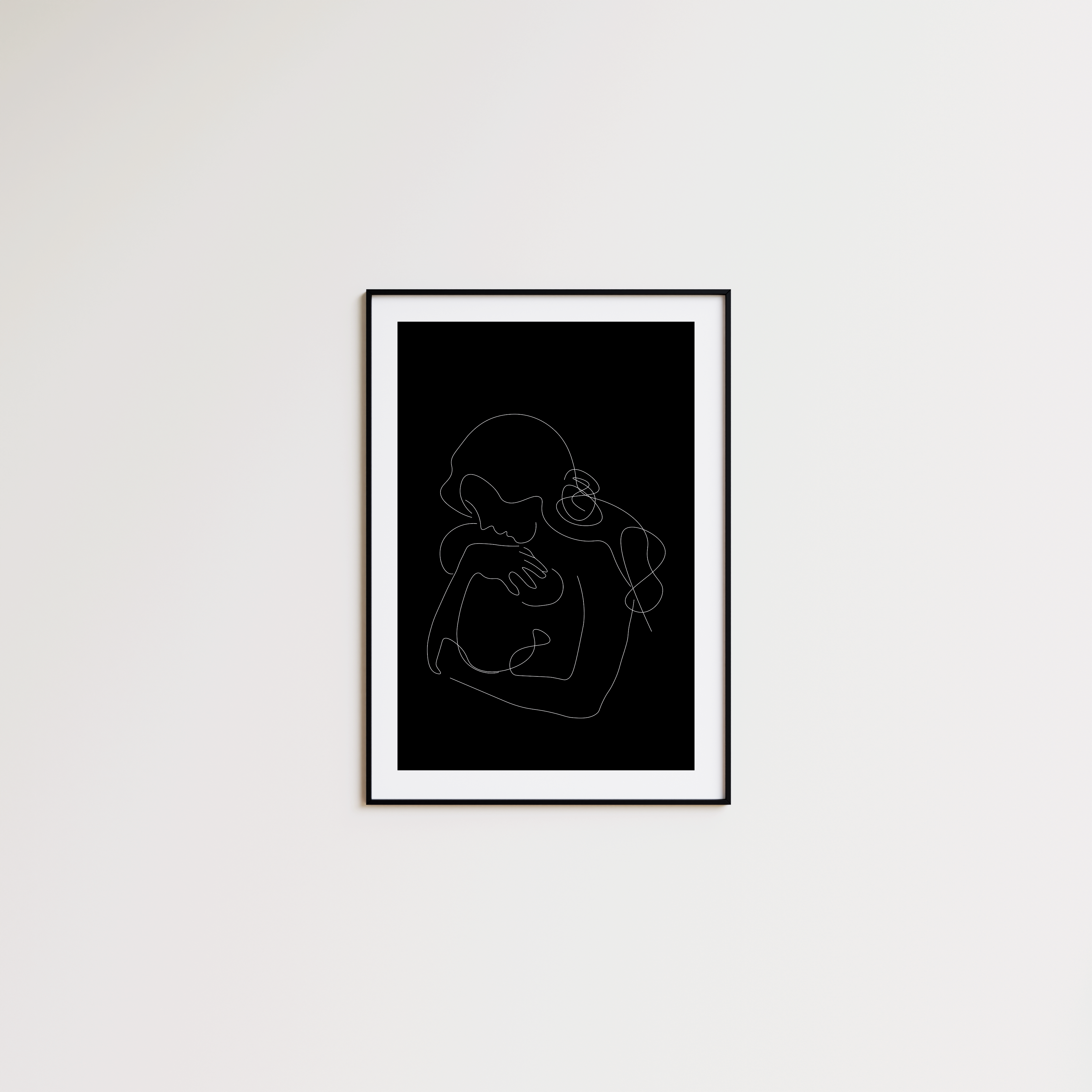 Mom holding Baby Black background