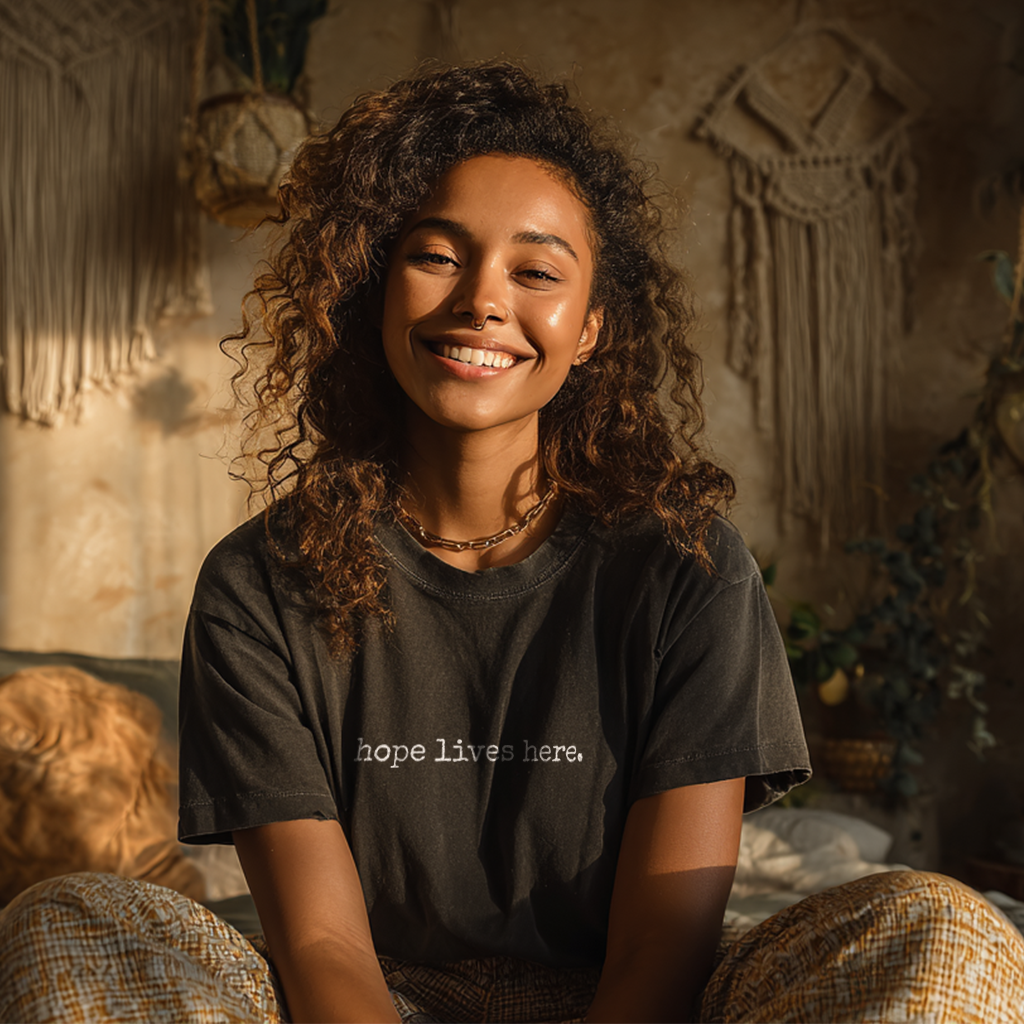 “Hope lives here.” Resilience and Hope T-Shirt