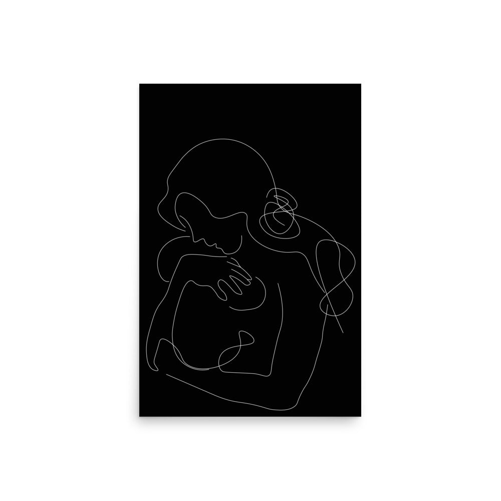 Mom holding Baby Black background