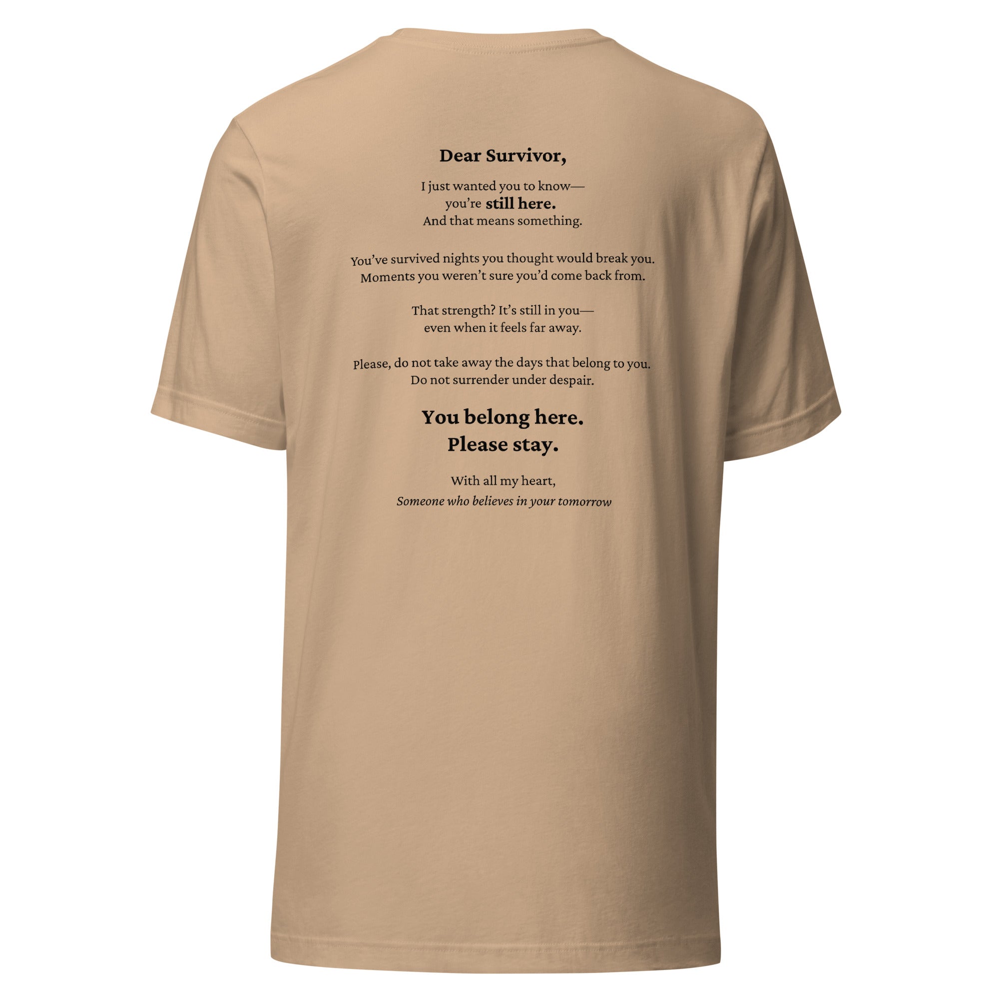 “please stay.” Mental Health Awareness T-Shirt | With Back