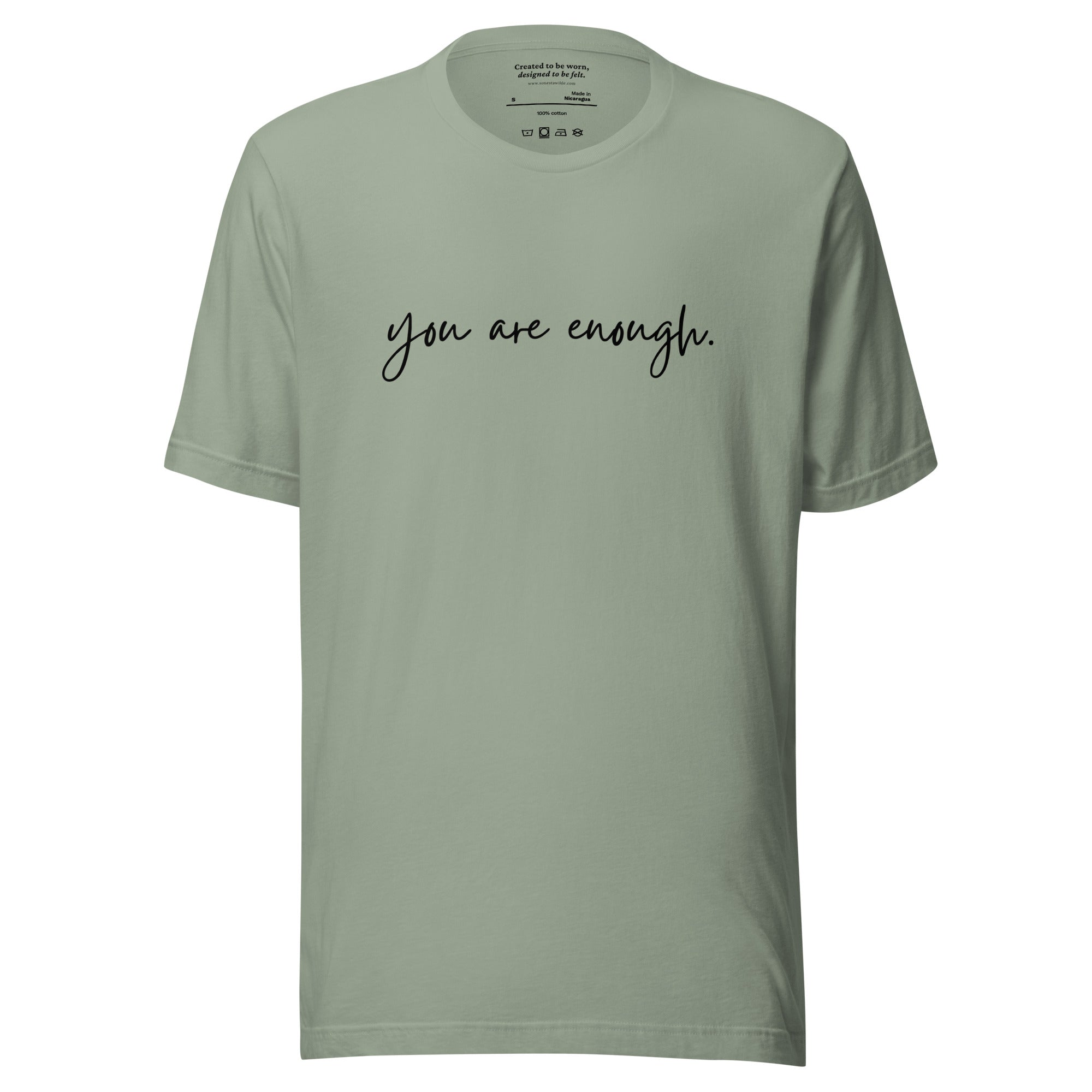 You Are Enough: Gentle Self-Love Affirmation Reminder Sage T-Shirt