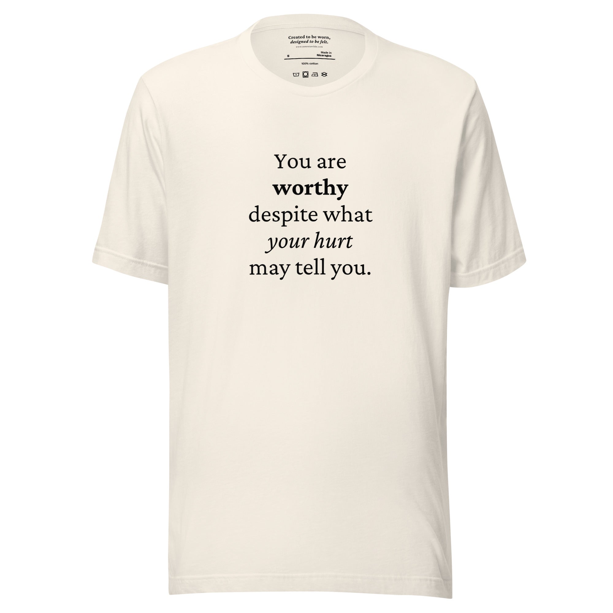 "Worthy Beyond the Hurt" Healing Affirmation Vintage White T-Shirt