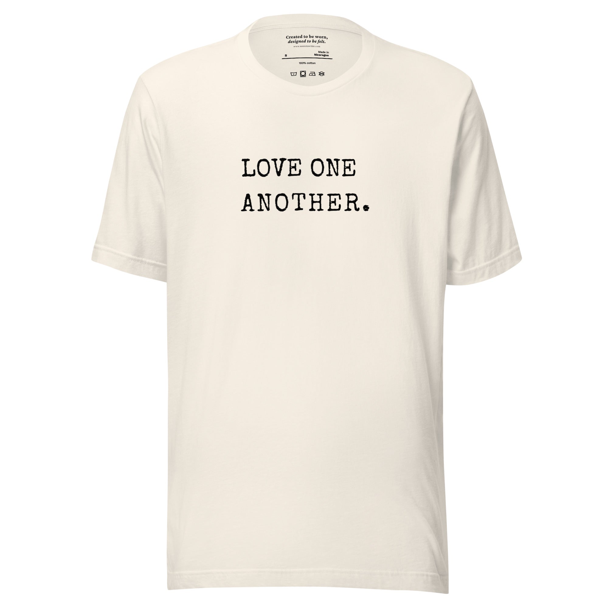 love one another. typewriter edition vintage white