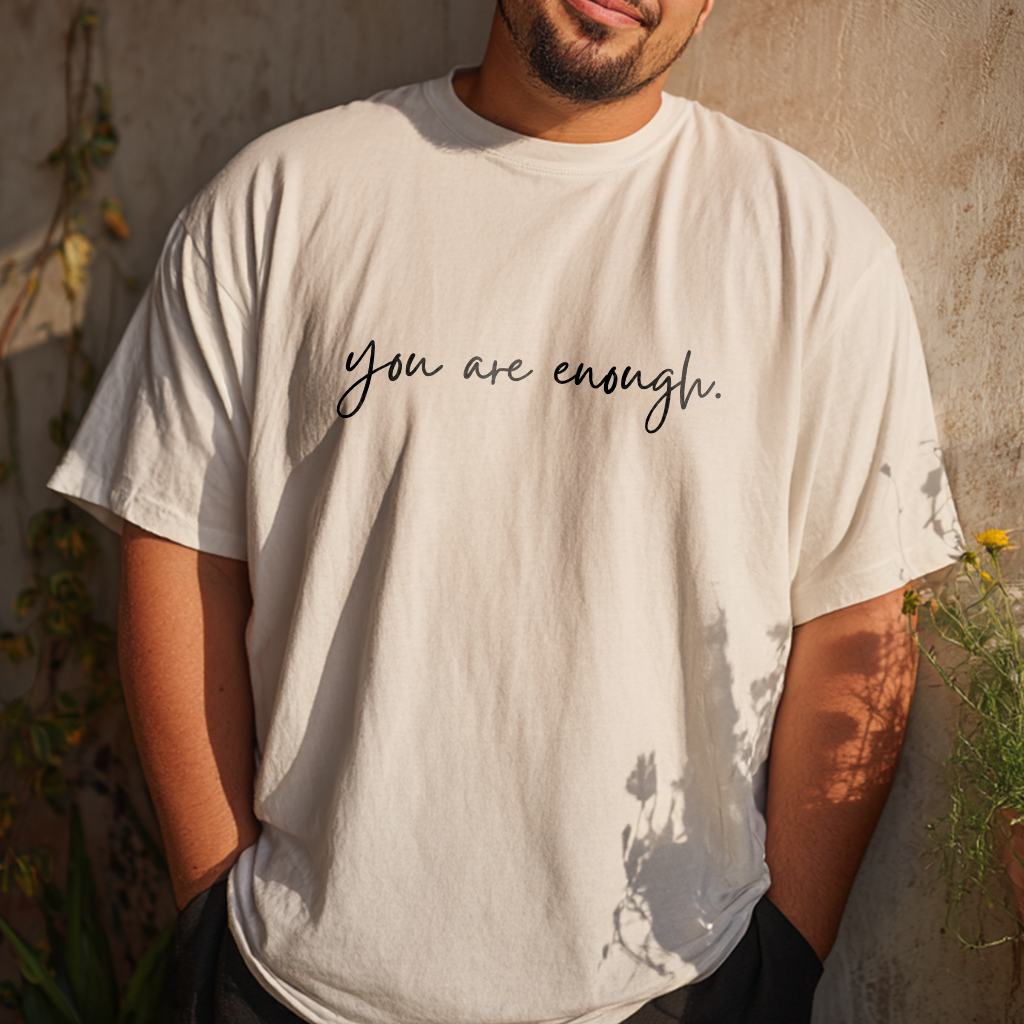 “you are enough” Minimalist Cursive Affirmation T-Shirt