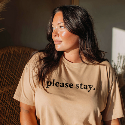 “please stay.” Mental Health Awareness T-Shirt | With Back