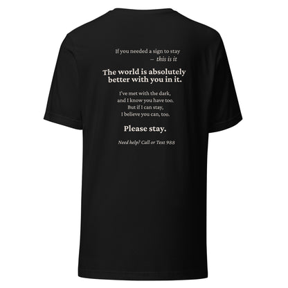 &quot;Still Here&quot; Semicolon T-Shirt W/ Encouraging Back Message