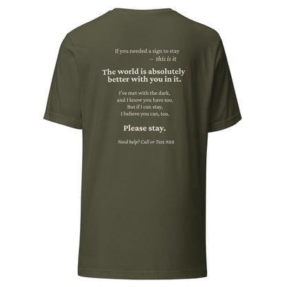 &quot;Still Here&quot; Semicolon T-Shirt W/ Encouraging Back Message