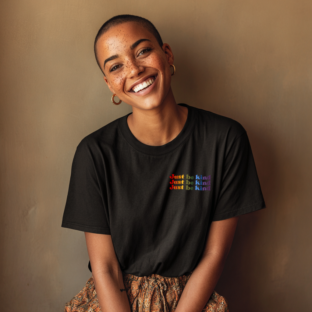 Rainbow &quot;Just be kind&quot; Everyday Edition T-Shirt