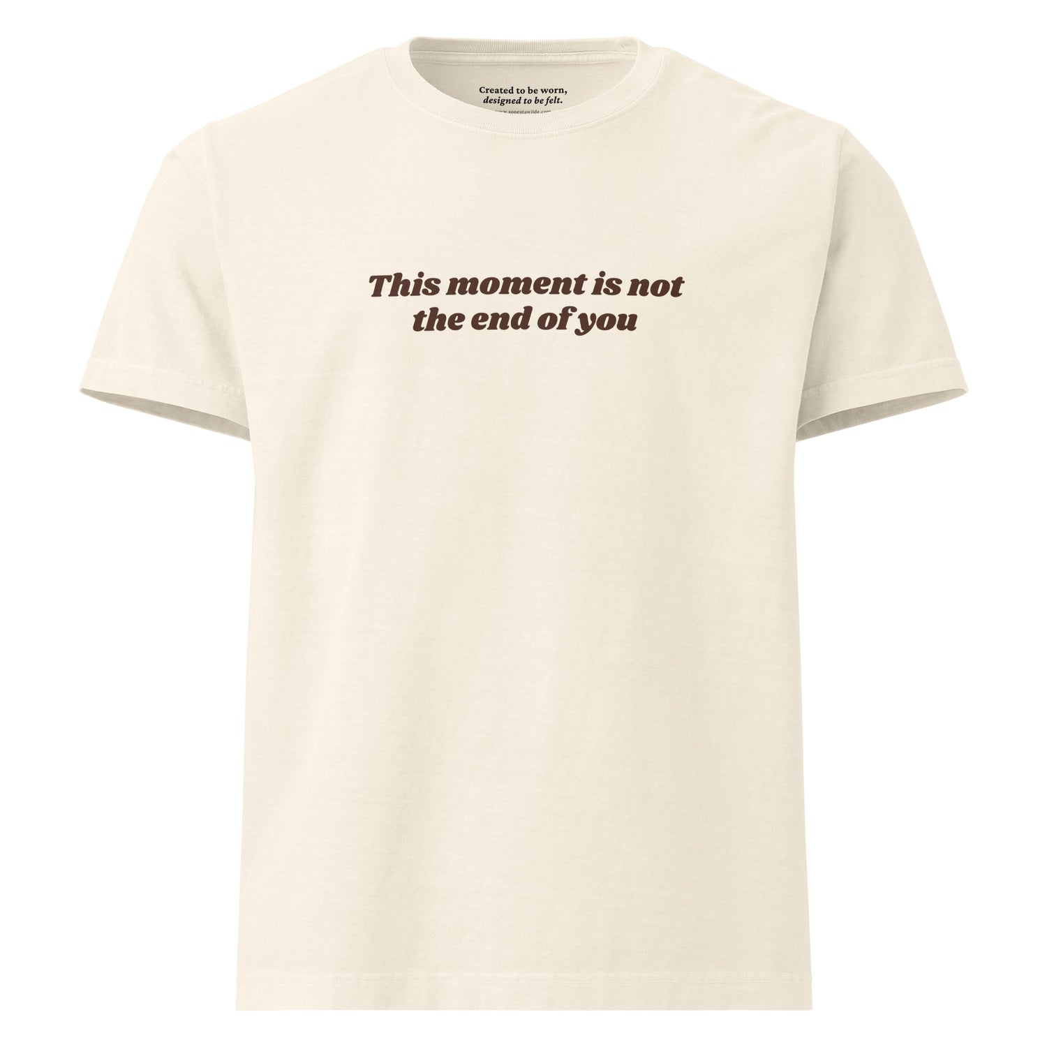 “This Moment Is Not the End of You” reminder affirmation vintage white tee for resilience and healing.