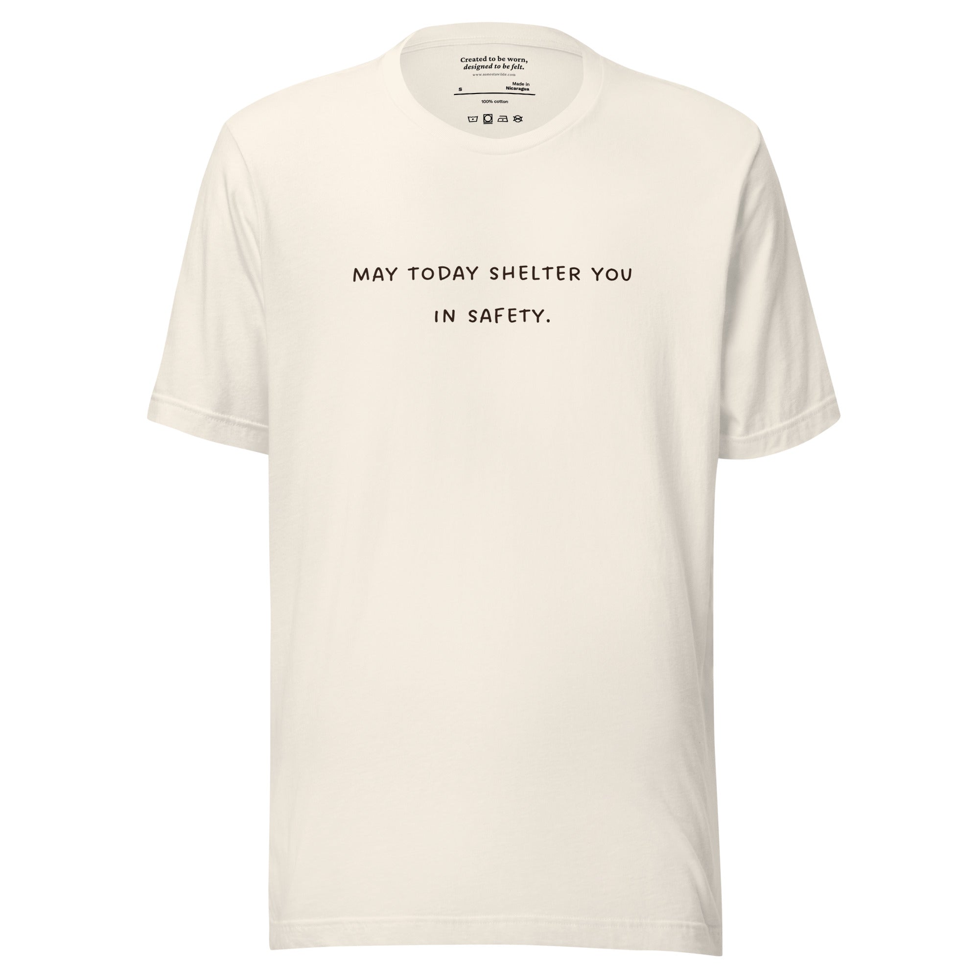 “May Today Hold You in Safety.” Comforting Self Care T-Shirt