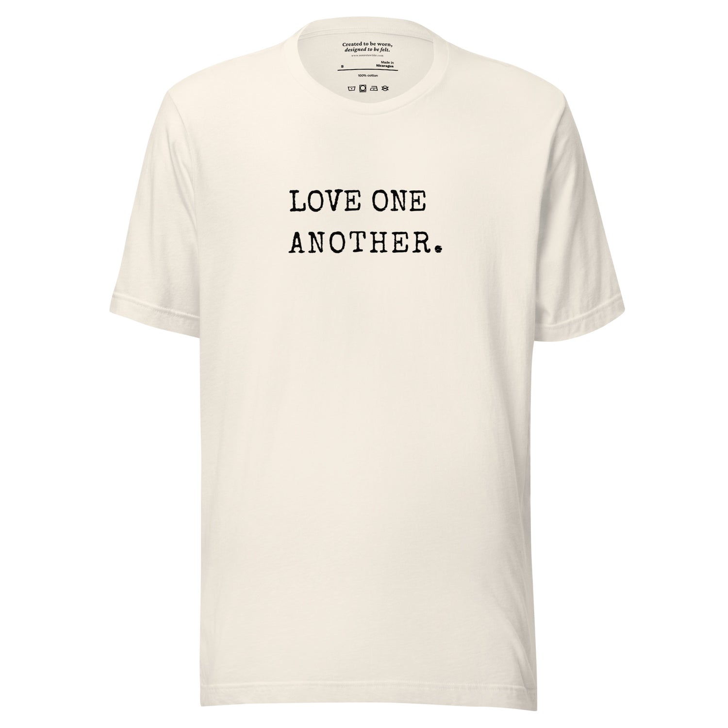 love one another. typewriter edition vintage white